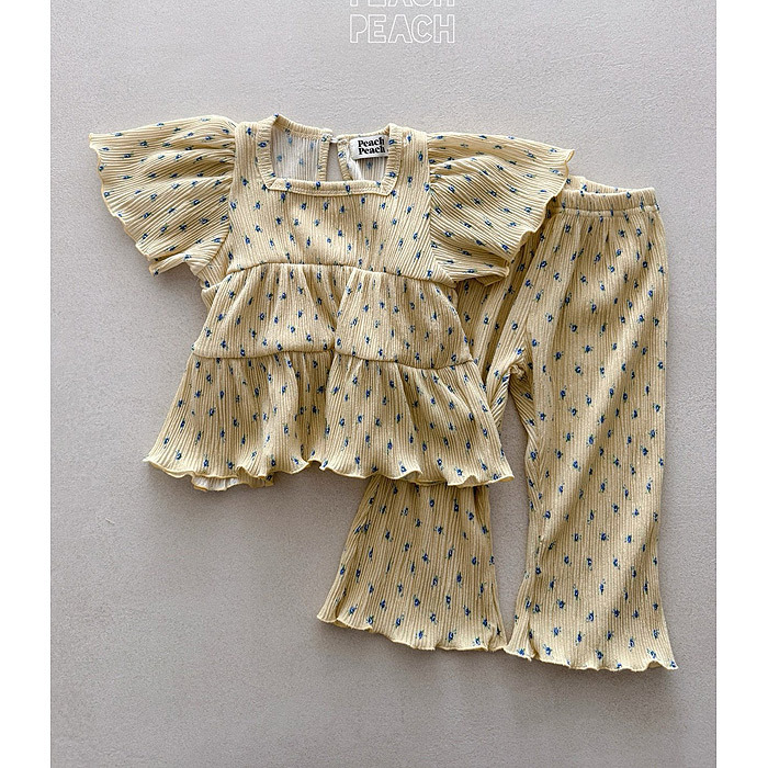 正韓夏PEACHPEACH 三色碎花捲邊套裝