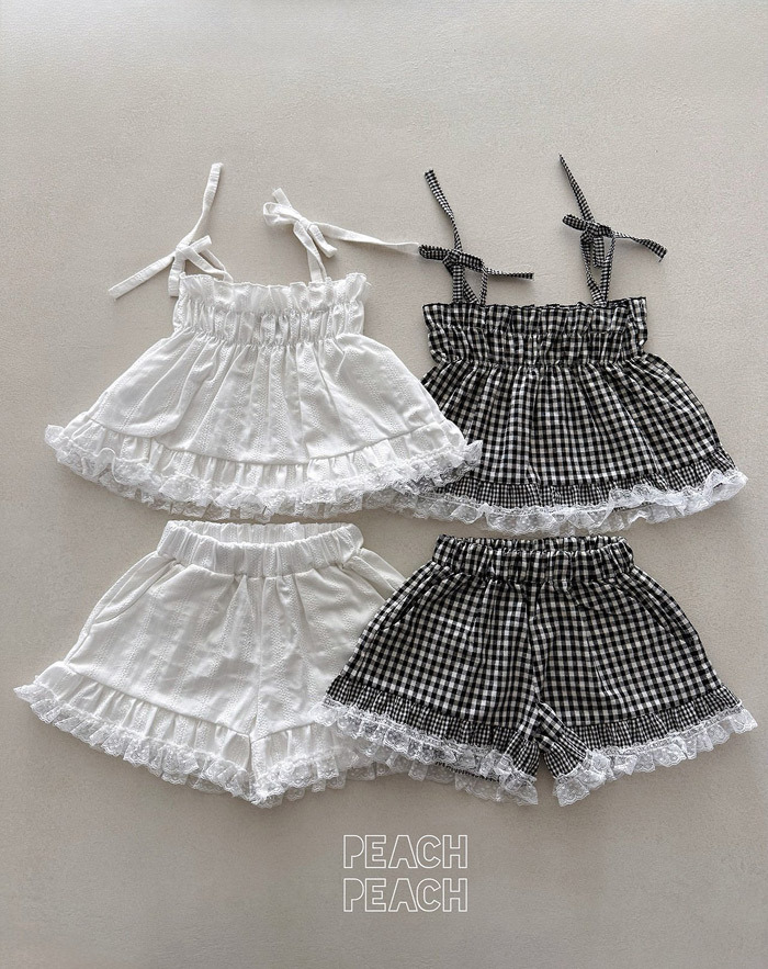 正韓夏PEACHPEACH 兩色甜美蕾絲背心套裝