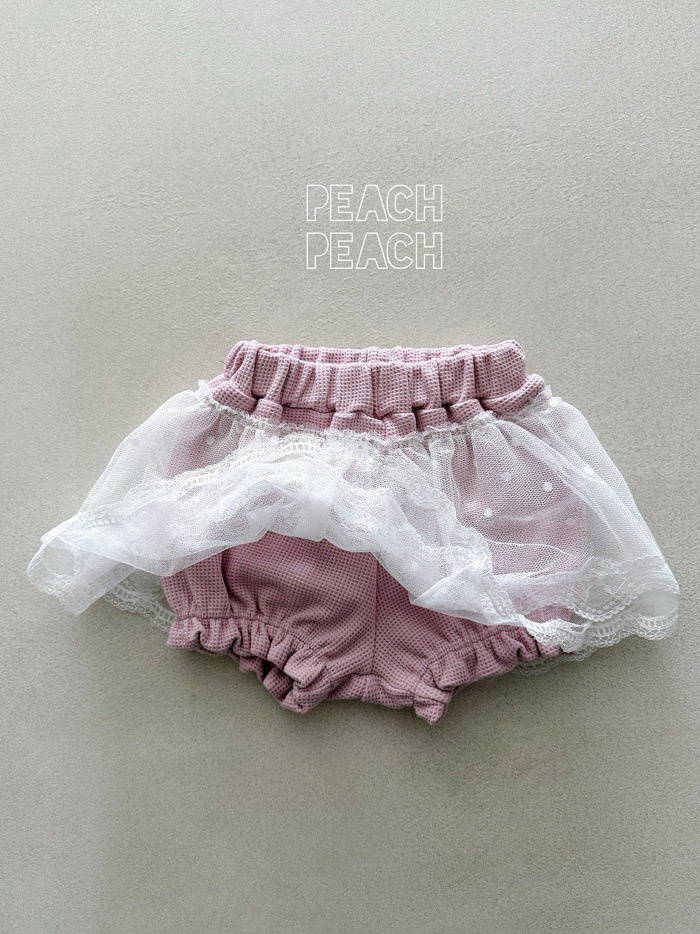 正韓夏PEACHPEACH 兩色波點蕾絲麵包褲