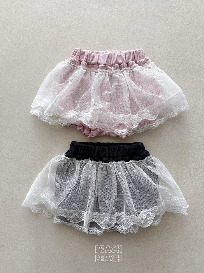 正韓夏PEACHPEACH 兩色波點蕾絲麵包褲