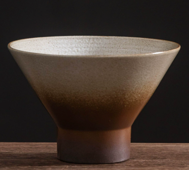 陶瓷花器 窯變白斗笠盆