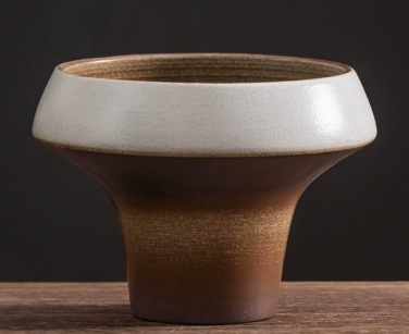 陶瓷花器 筒口陶瓷盆 白咖