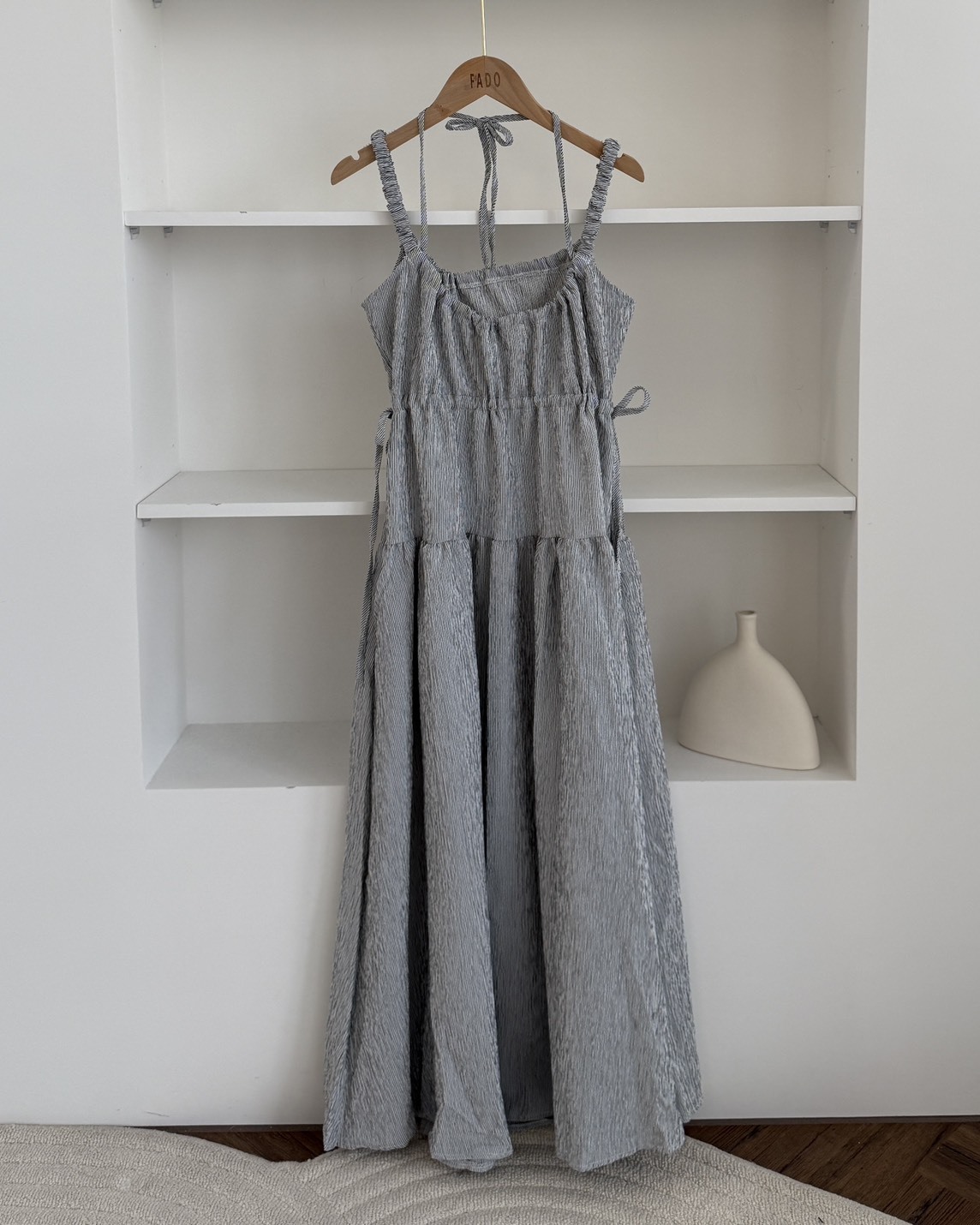 法朵Fado shop｜直紋縮腰綁帶吊帶洋 6715005 三色