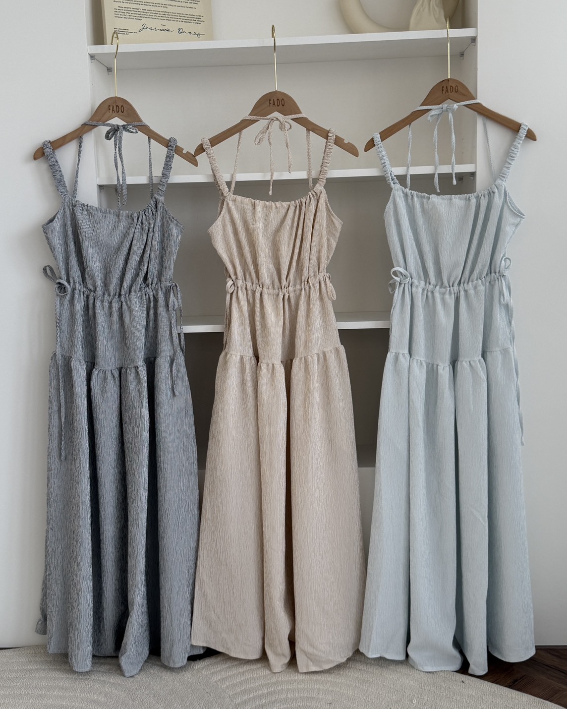 法朵Fado shop｜直紋縮腰綁帶吊帶洋 6715005 三色