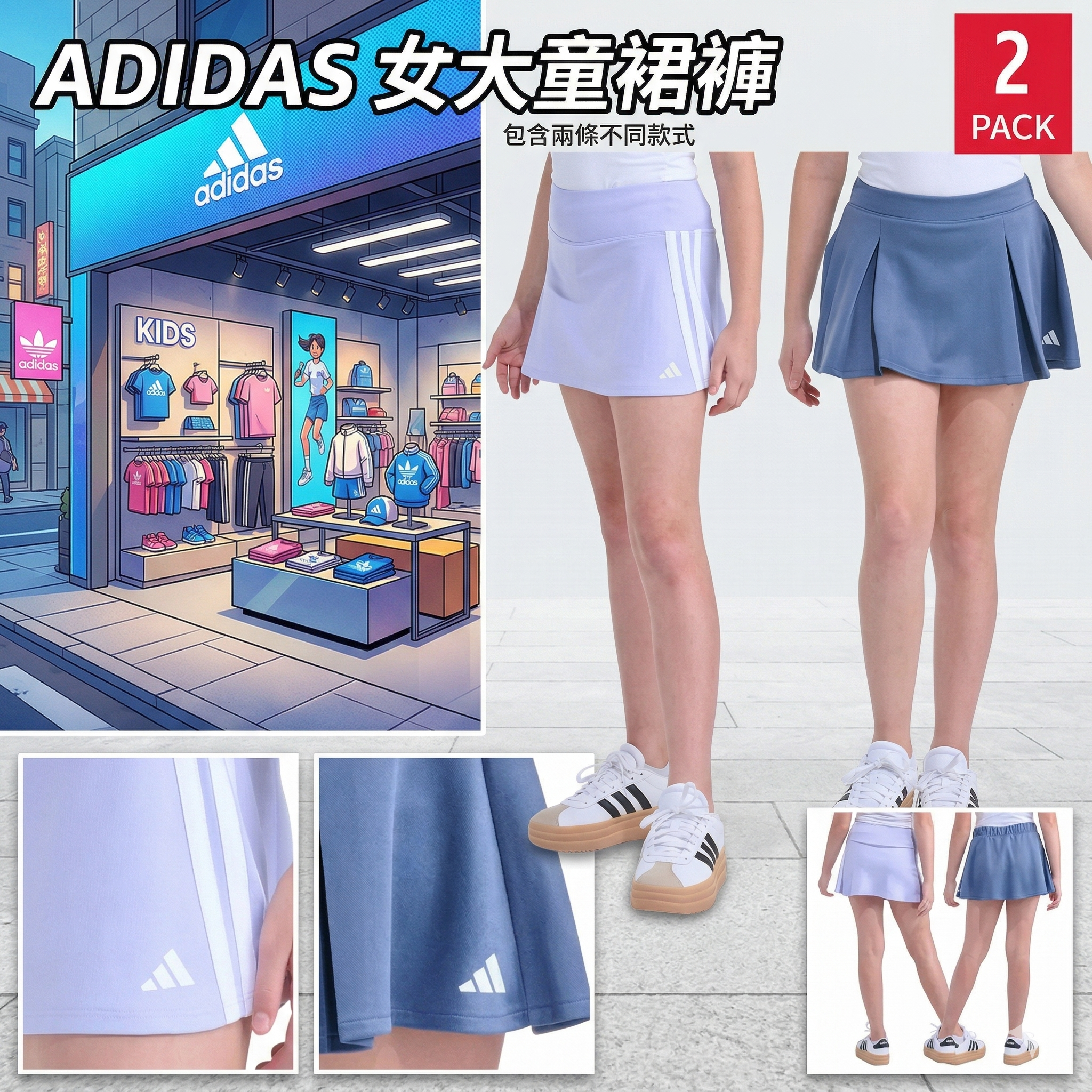 【預購】ADIDAS H041020 女大童裙褲