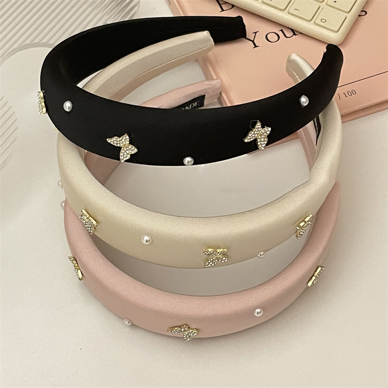 Satin Rhinestone Bow Headband