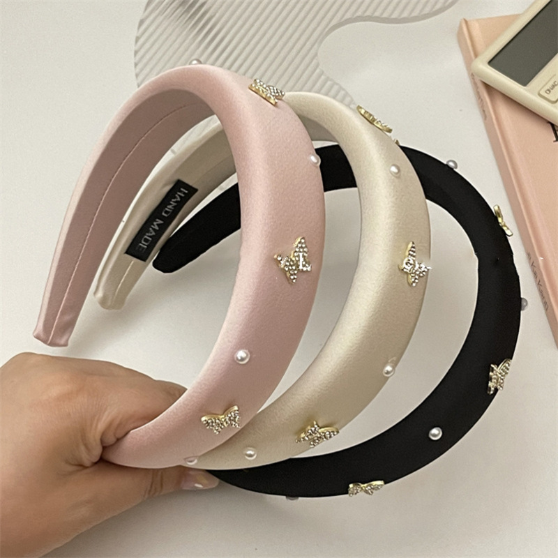 Satin Rhinestone Bow Headband