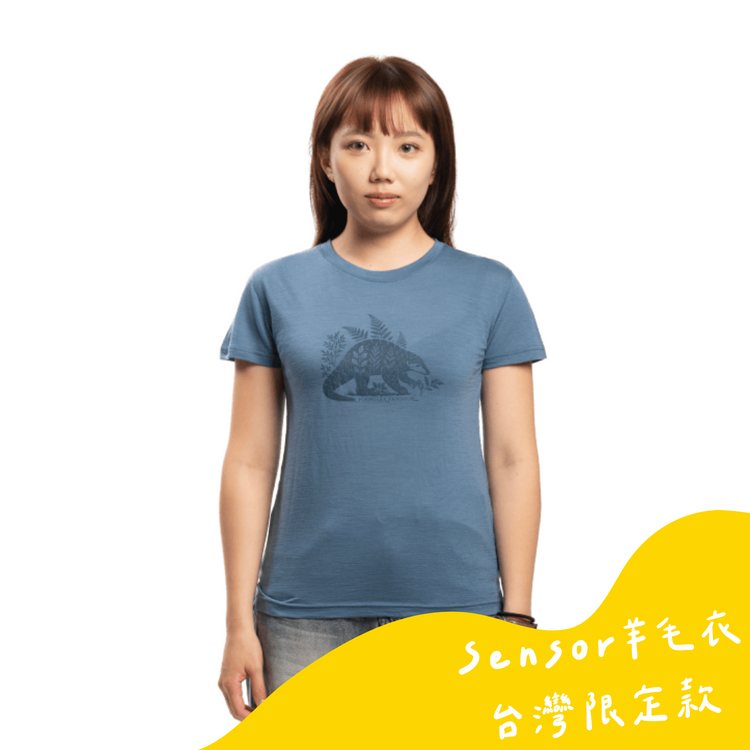 Sensor 女款 美麗諾羊毛短袖上衣-島嶼生活/毛蕨穿山甲(120g)海濱藍 26Z00013 [HappyOutdoor]