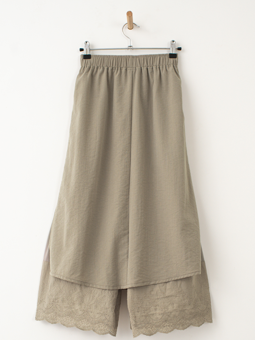 自然慵懶繡花棉麻褲裙