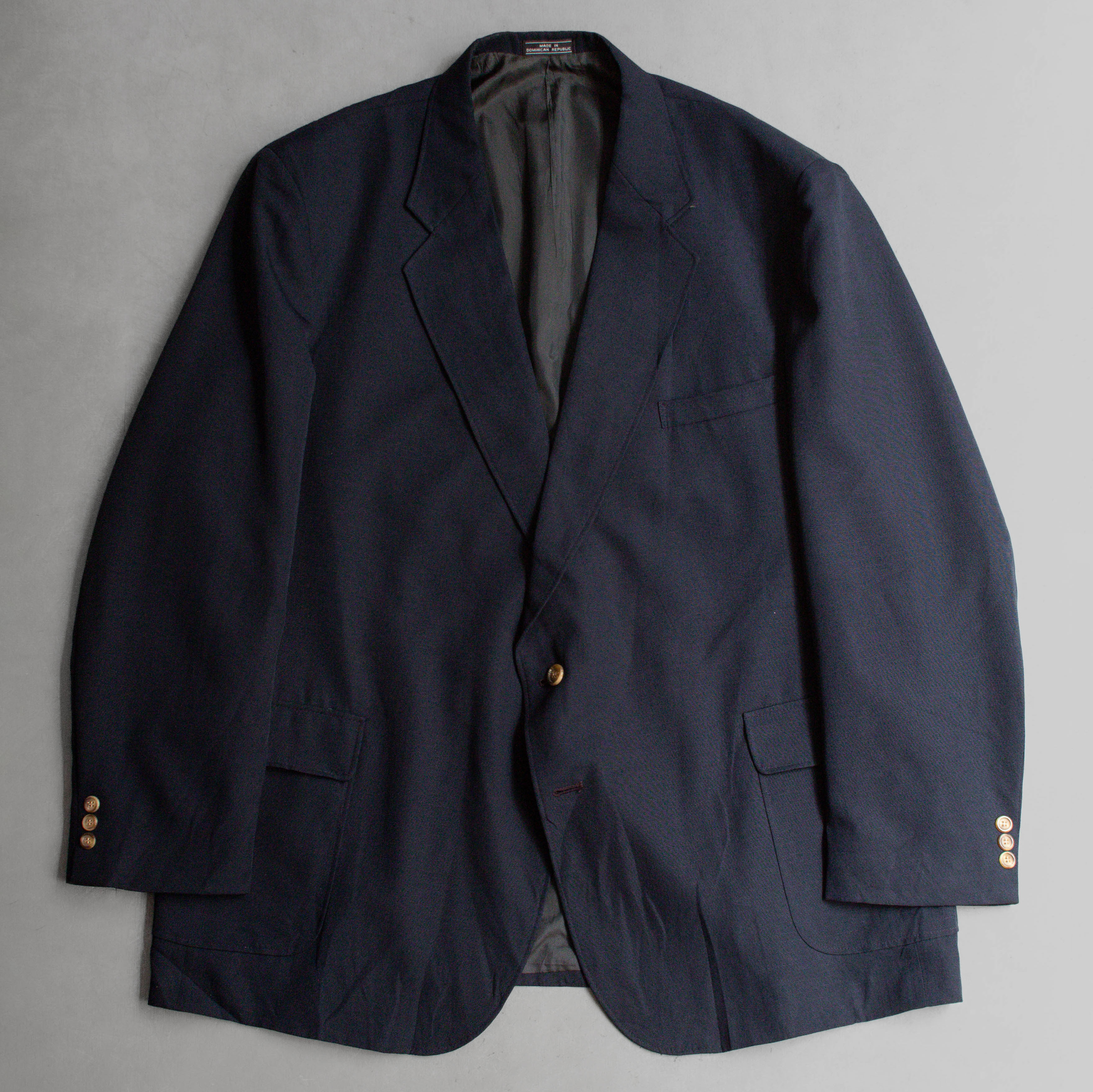 VINTAGE NAVY BLAZER 美國 深藍 十字紋 春夏 西裝外套