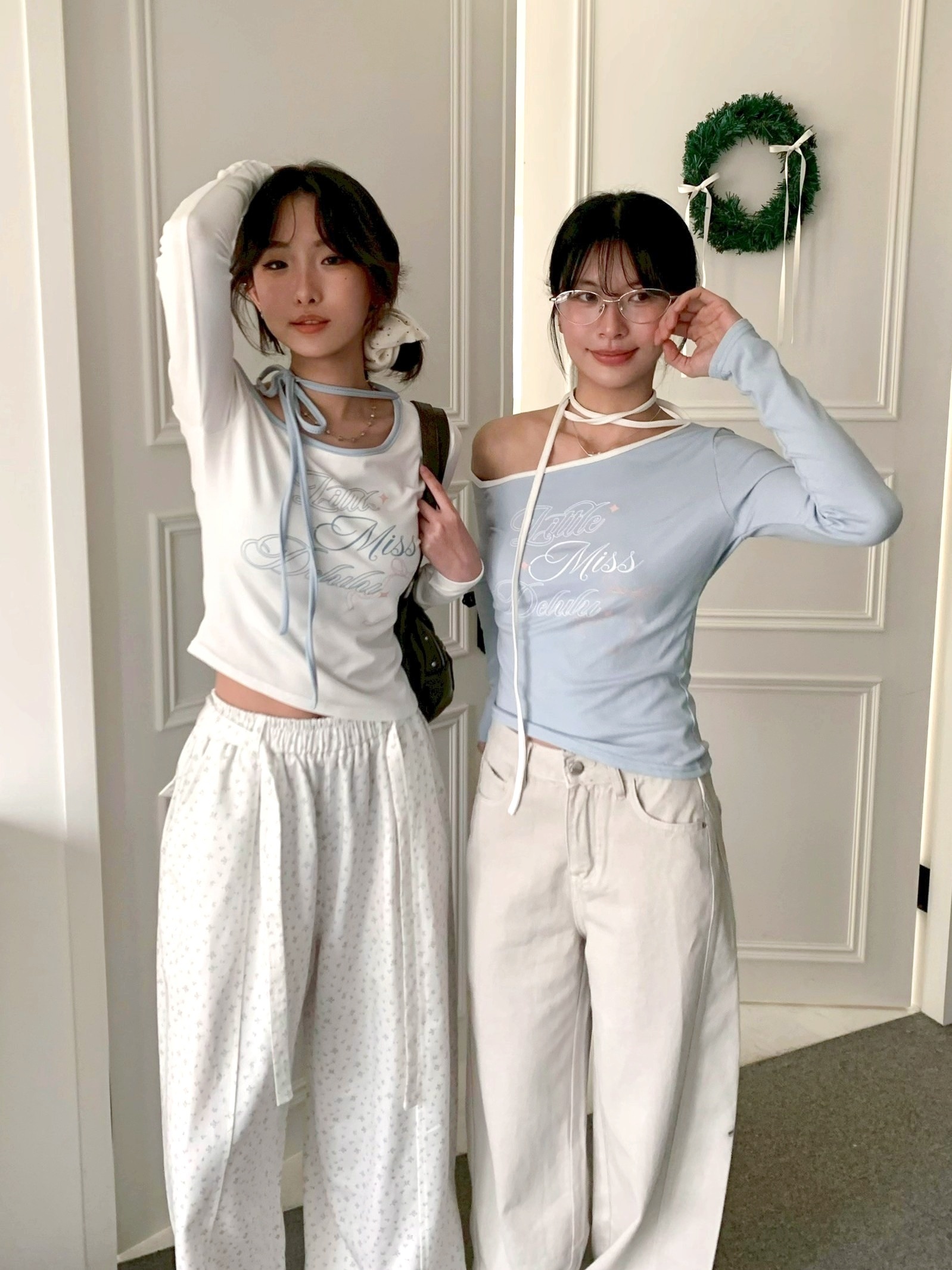 朵朵日記 渡假感撞色滾邊長袖