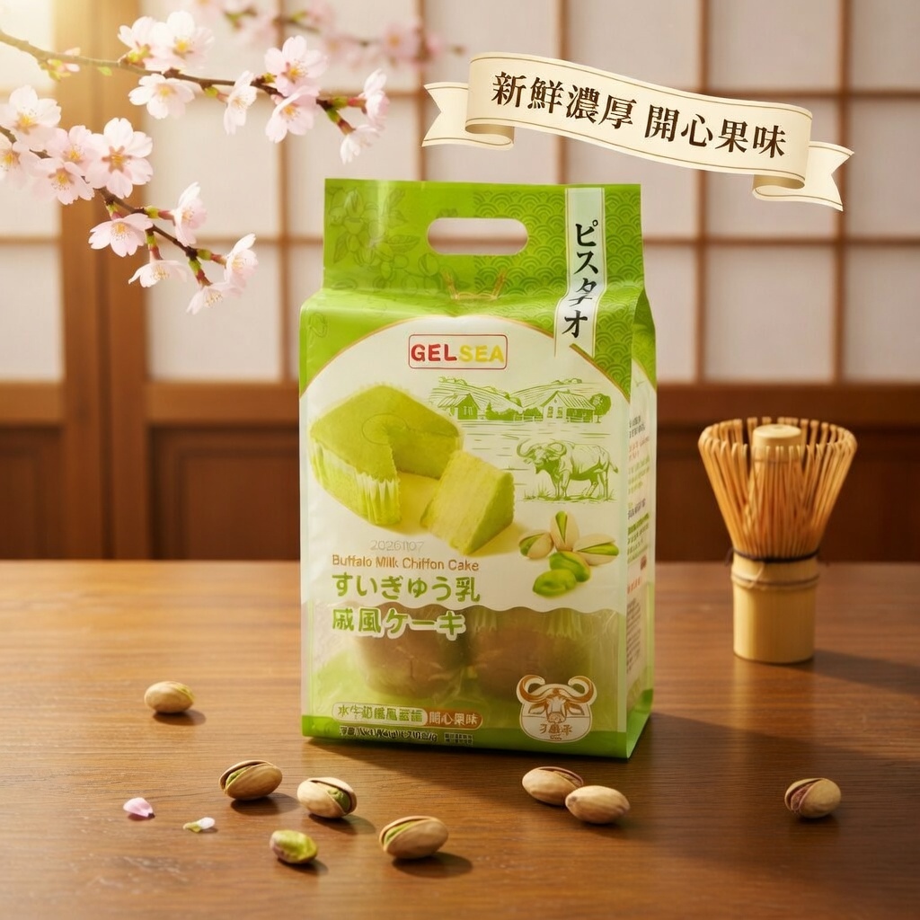 水牛奶戚風蛋糕(開心果味) 210克