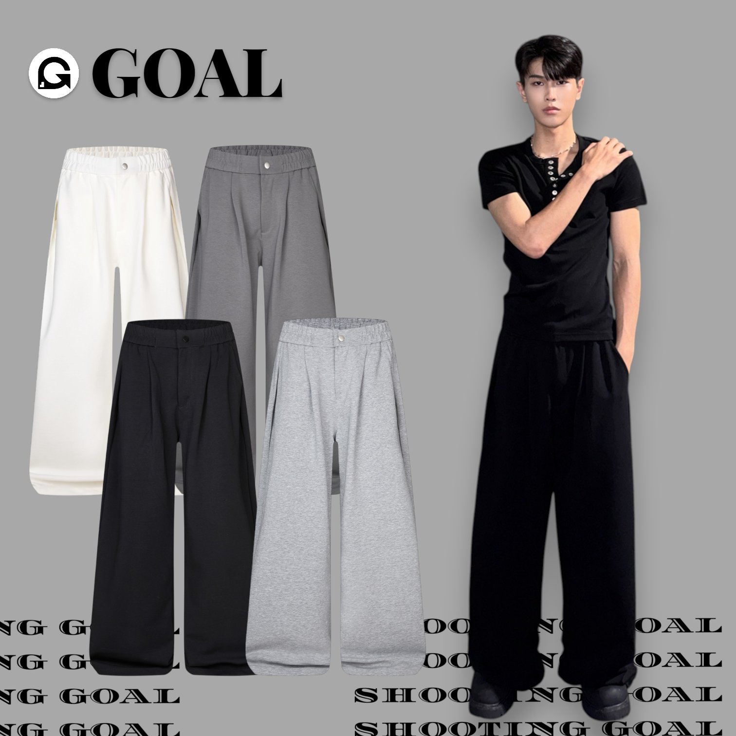 (GOAL) 美式素面 闊腿休閒長褲 ERHU 93376