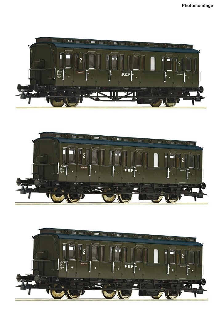 Roco 74020 HO Scale 3 piece set: Passenger coaches, PKP
