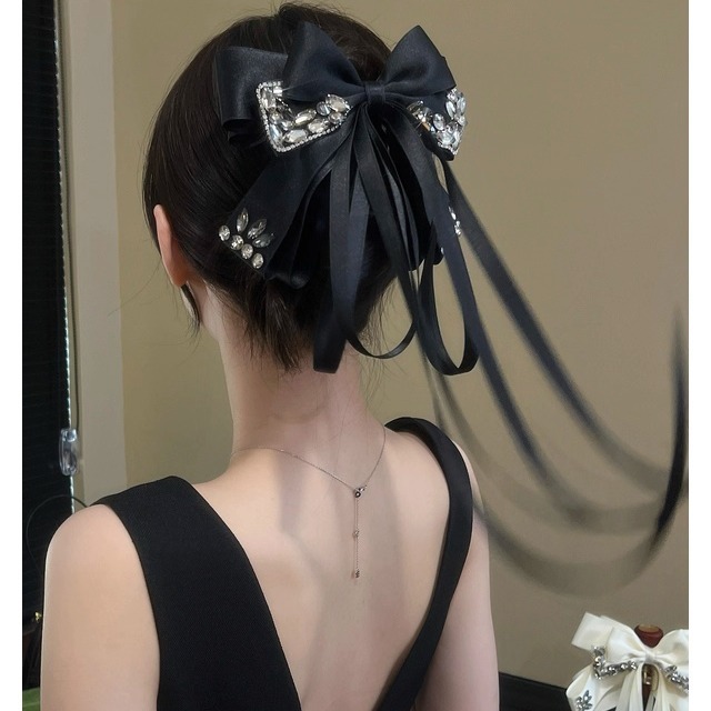Luxury Layered Rhinestone Bow Ribbon Claw