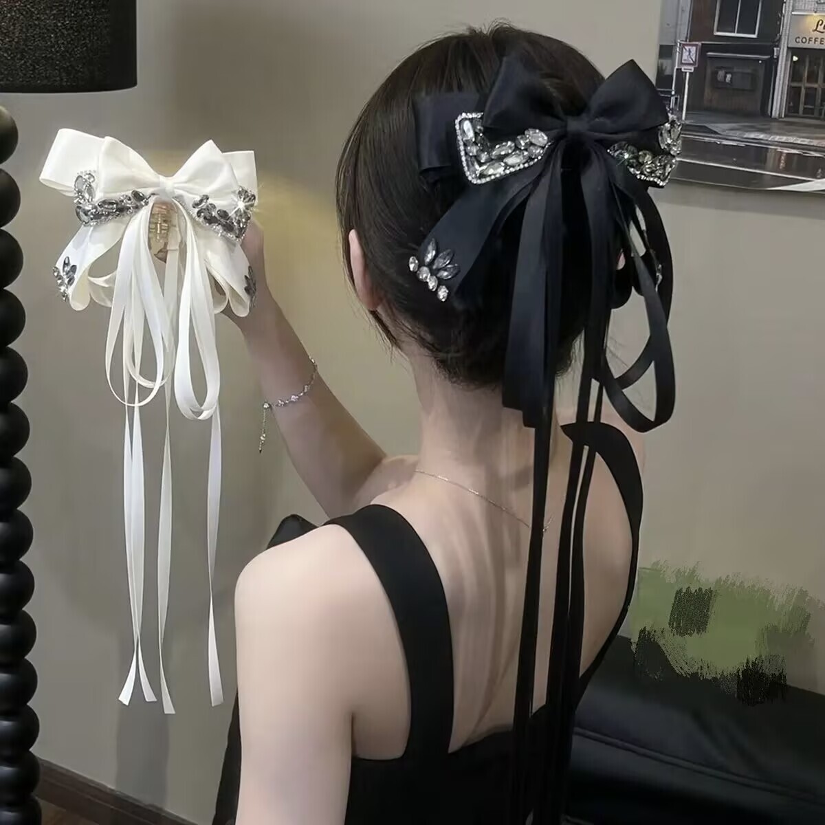 Luxury Layered Rhinestone Bow Ribbon Claw
