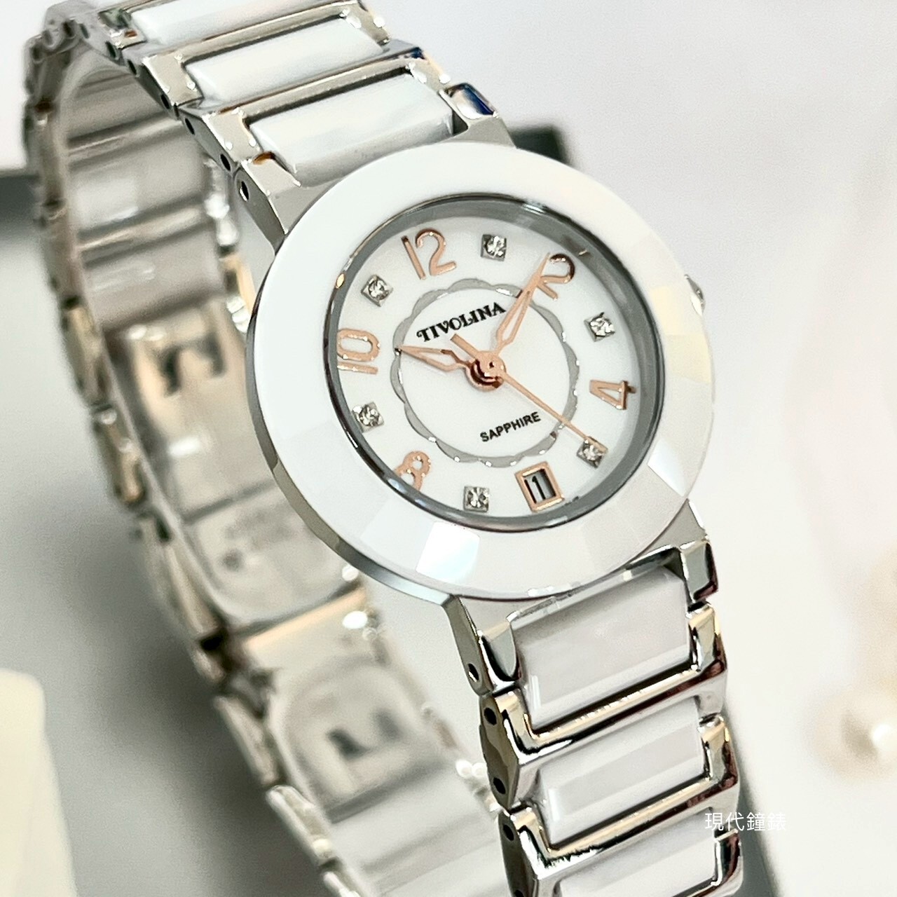 【TIVOLINA 小紅帽】輕奢點鑽陶瓷腕錶 LAW3671-W 26mm 現代鐘錶