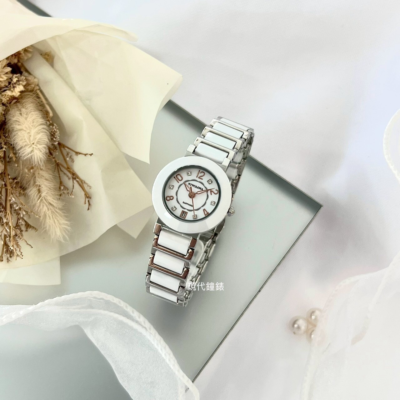 【TIVOLINA 小紅帽】輕奢點鑽陶瓷腕錶 LAW3671-W 26mm 現代鐘錶
