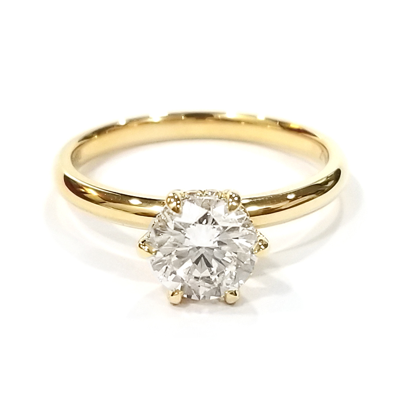 18K黃金 1卡實驗室培育圓形鑽石戒指