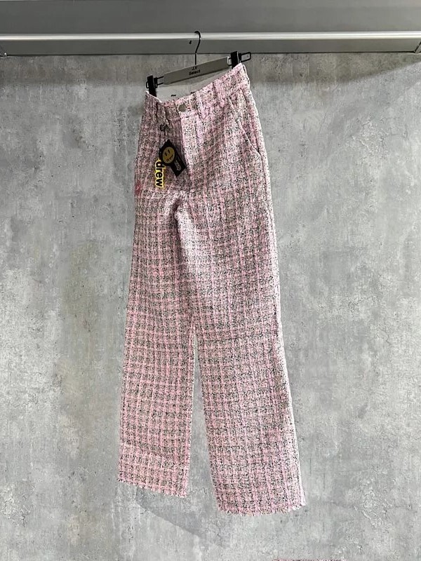 Drew House Bouclé  粗毛呢小香風刺繡笑臉 寬鬆休閒 長褲 小賈著用款