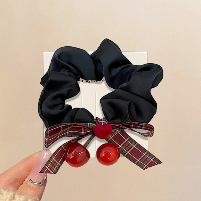 [3 FOR RM10] Sweet Plaid Cherry Bow Scrunchies