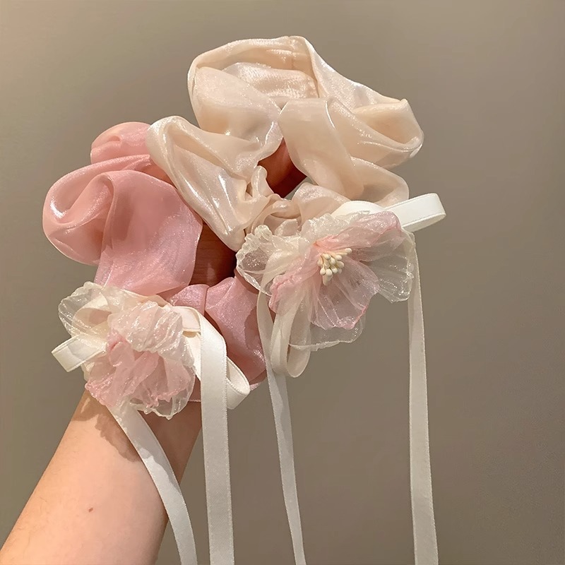 [2 FOR RM10] Ballet French Camellia Ribbon Scrunchies