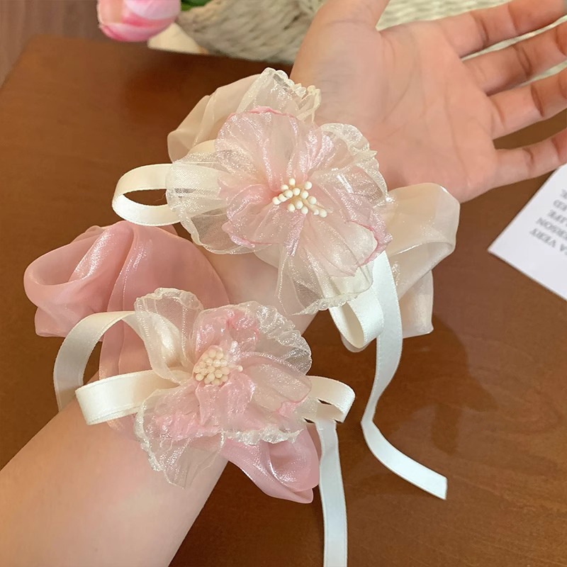 [2 FOR RM10] Ballet French Camellia Ribbon Scrunchies
