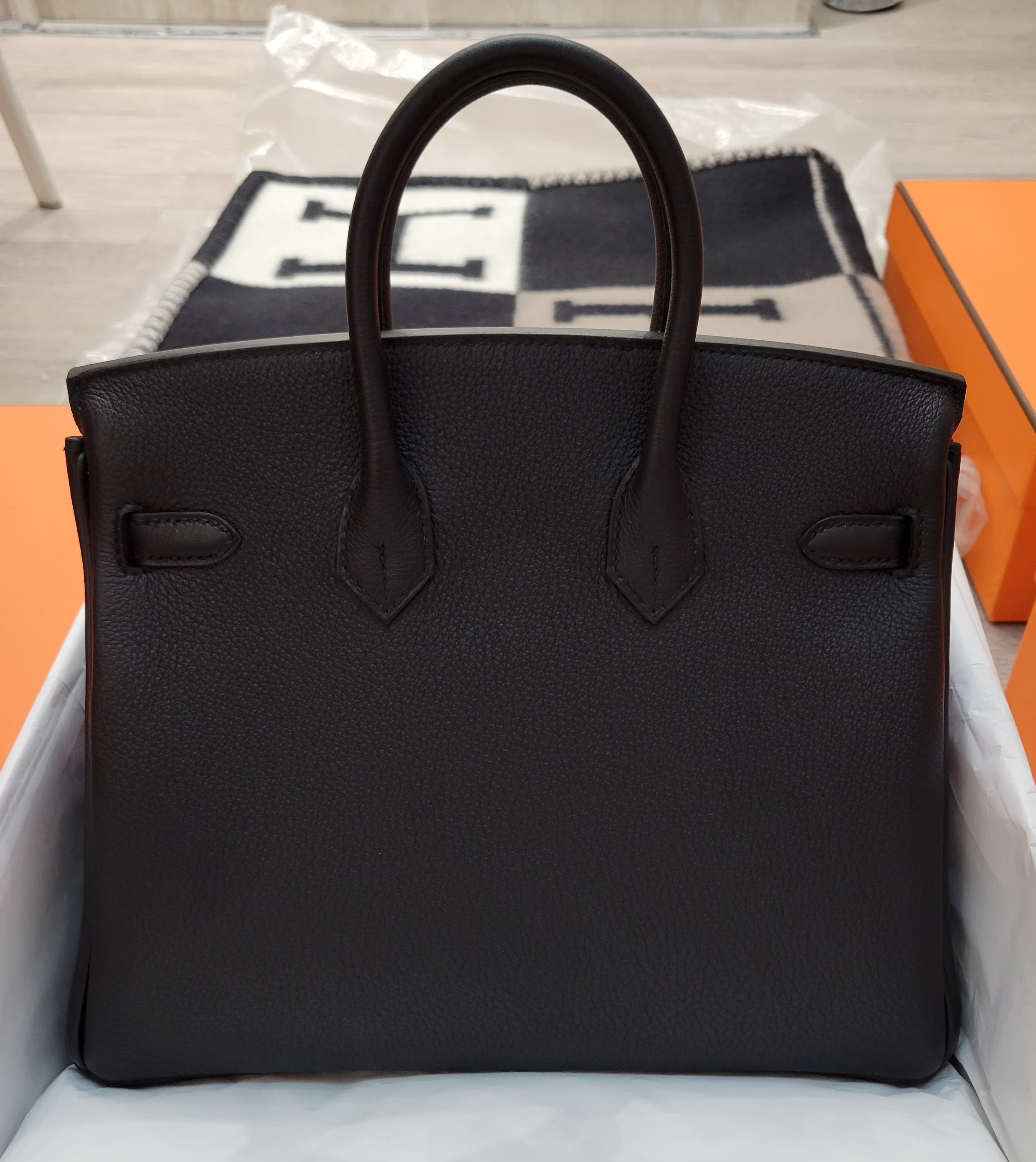 HERMES Birkin 25 noir CK Togo 黑銀