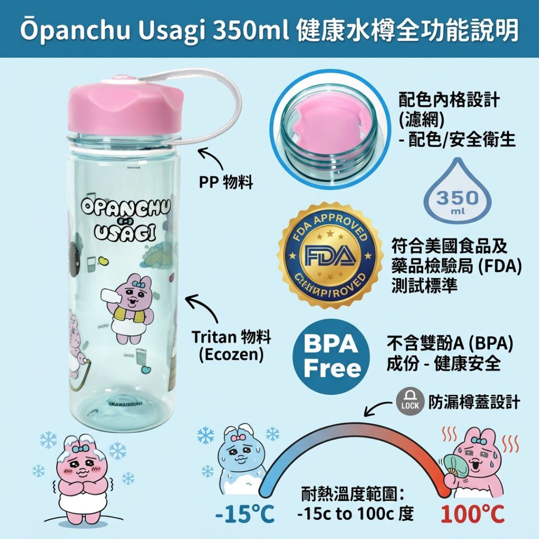 底褲兔 - 便攜式吸管水樽(350ml)