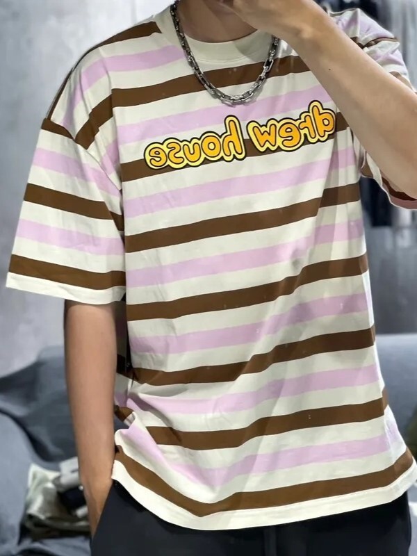 Drew House 卡通字體Logo印花 條紋 短袖T
