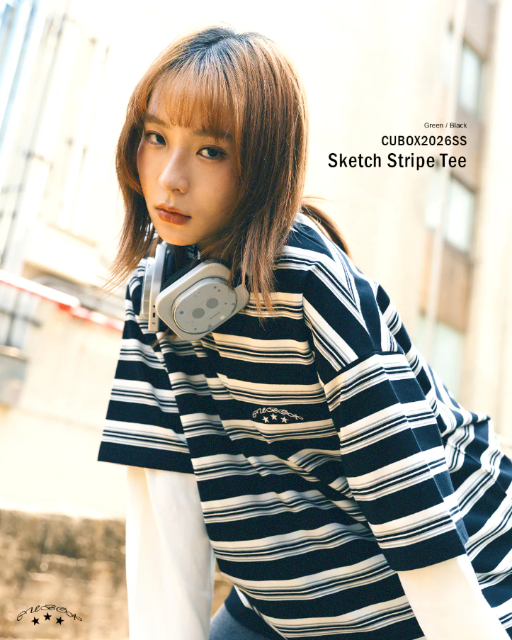 Cubox 草圖條紋短Tee 2色