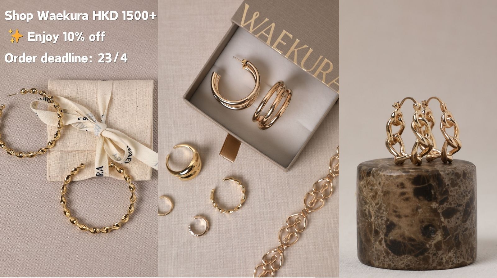 waekura, 巴黎首飾, 18k gold plaed