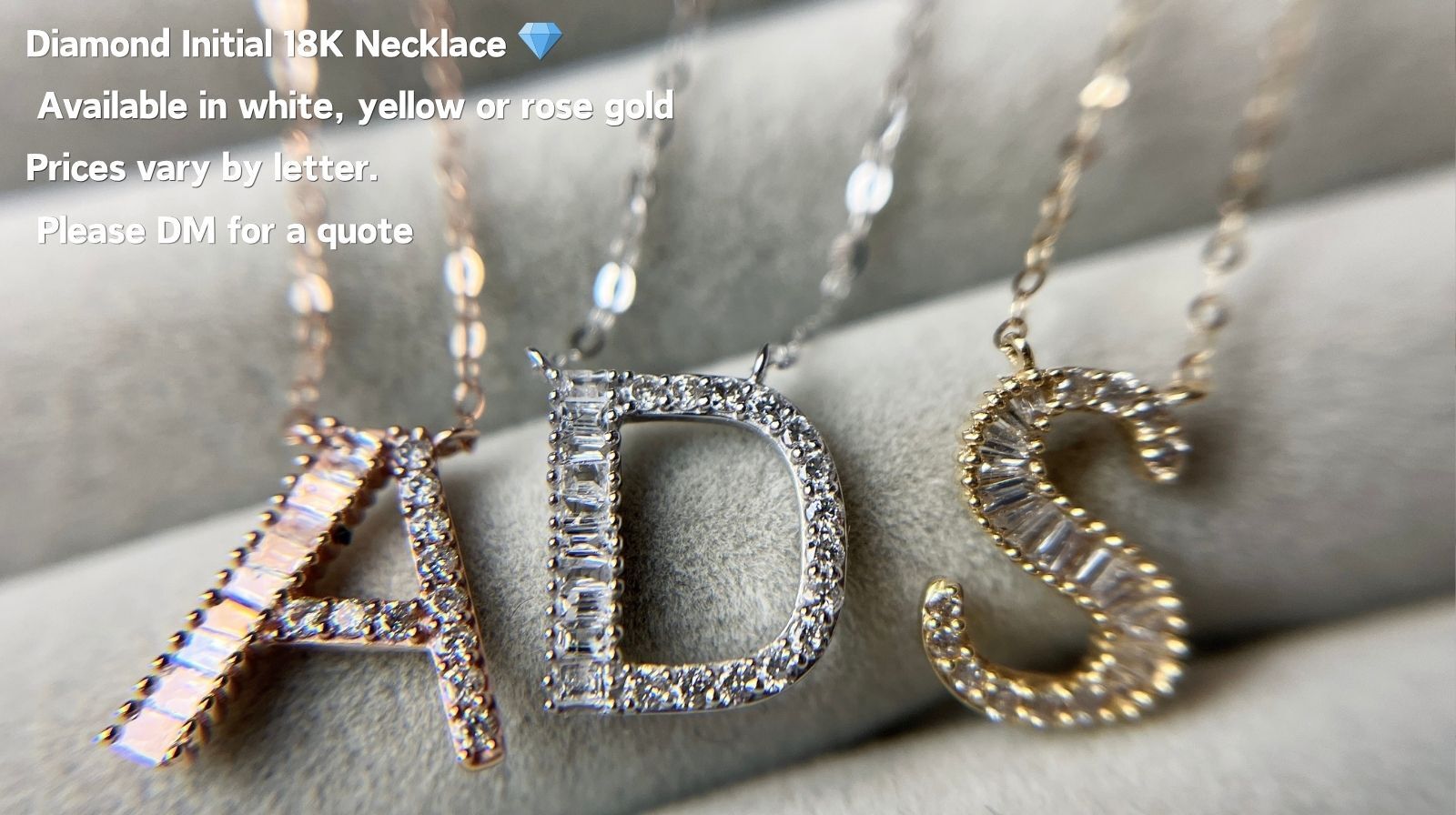 diamond, 鑽石字母,18K 頸鍊, 字母頸鏈