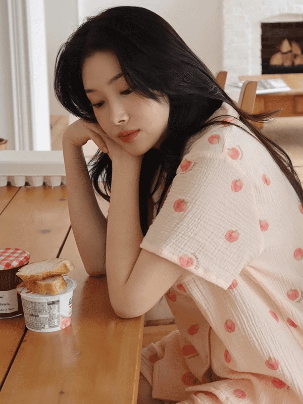 [☁全棉]  Juuneedu｜[短袖睡衣] Peach Pajama（☁️關鍵字J102)