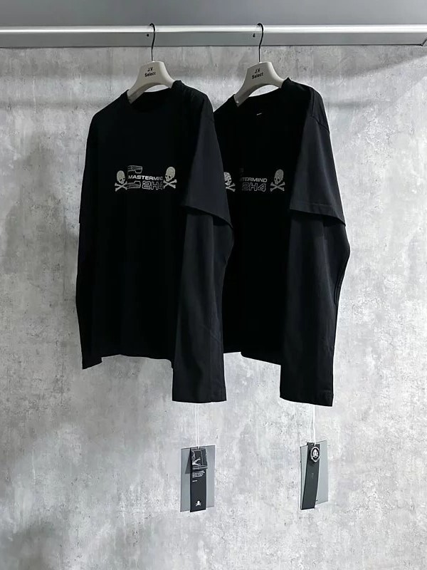 C2H4 x Mastermind Japan Double Layer Glitter Powder Long Sleeve Tee 聯名閃粉假兩件 薄長袖T