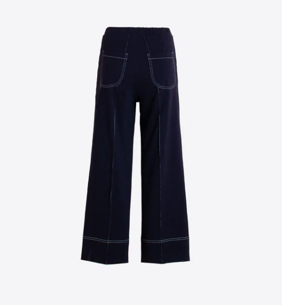 1VG0413-005 [VILAGALLO] Wide Leg Navy Trousers Navy #PNETI6S403 (C-K11-E)