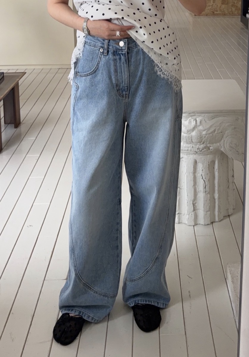 A87/剪裁車線設計牛仔褲