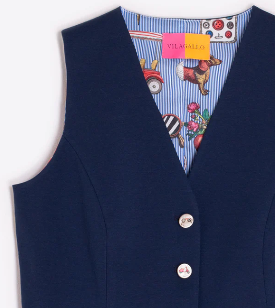 1VG0413-006 [VILAGALLO] Vest Navy Blue #HLGAT6S403 (C-K11-E)