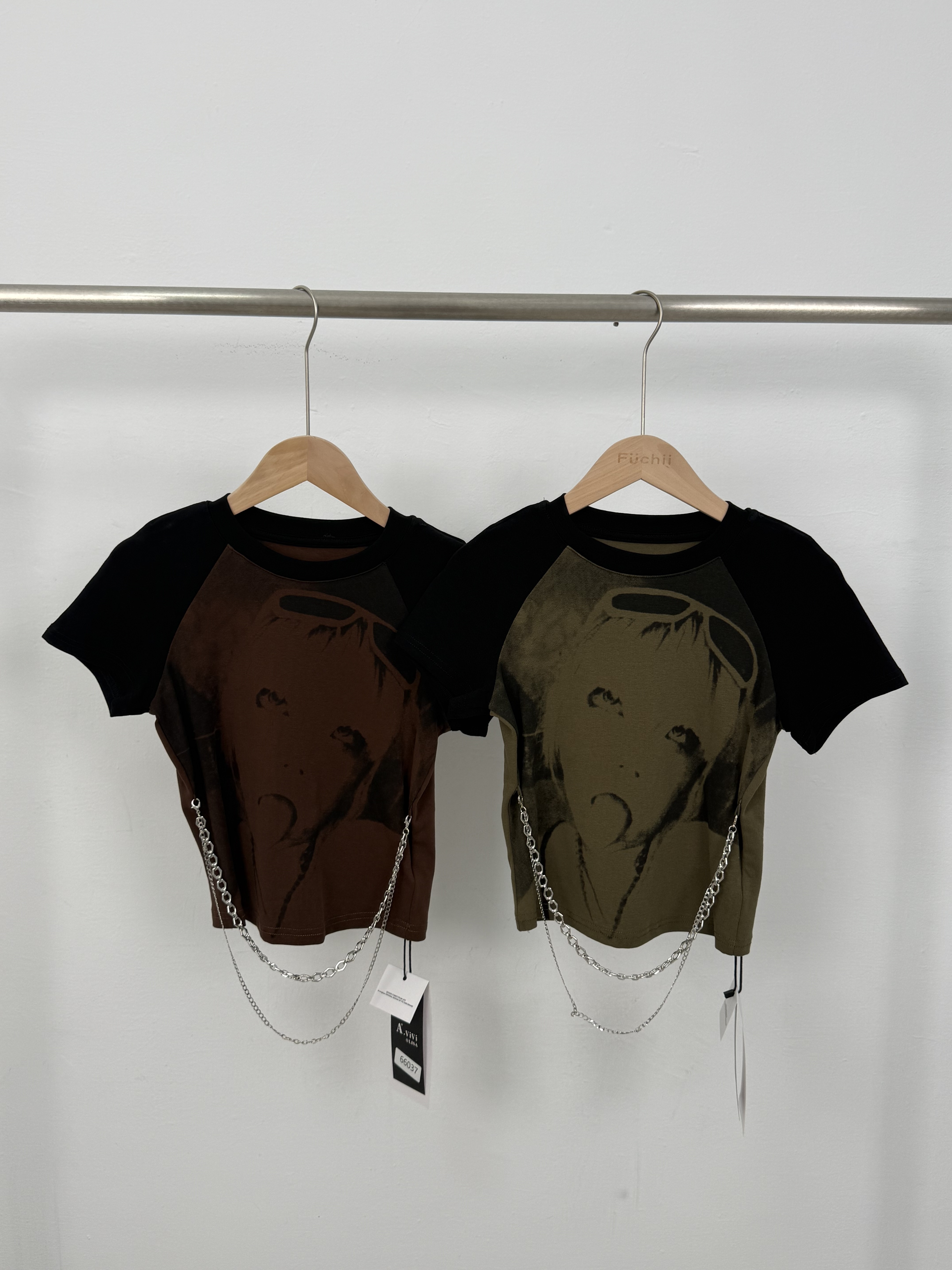 B186女孩Y2K風鏈條短袖上衣