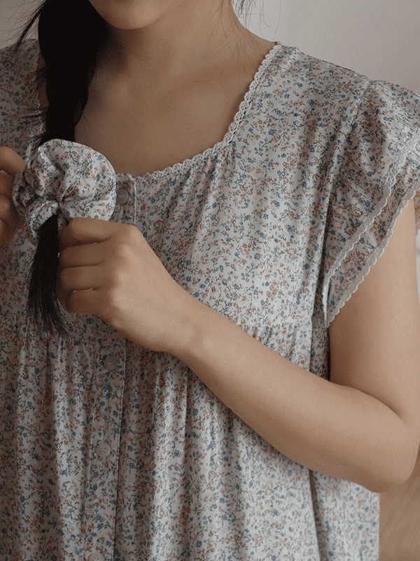 [1,000件熱銷] Juuneedu｜[短袖睡衣] Coatney Flower Scrunchie Pajama [2 colors]（☁️關鍵字J121)