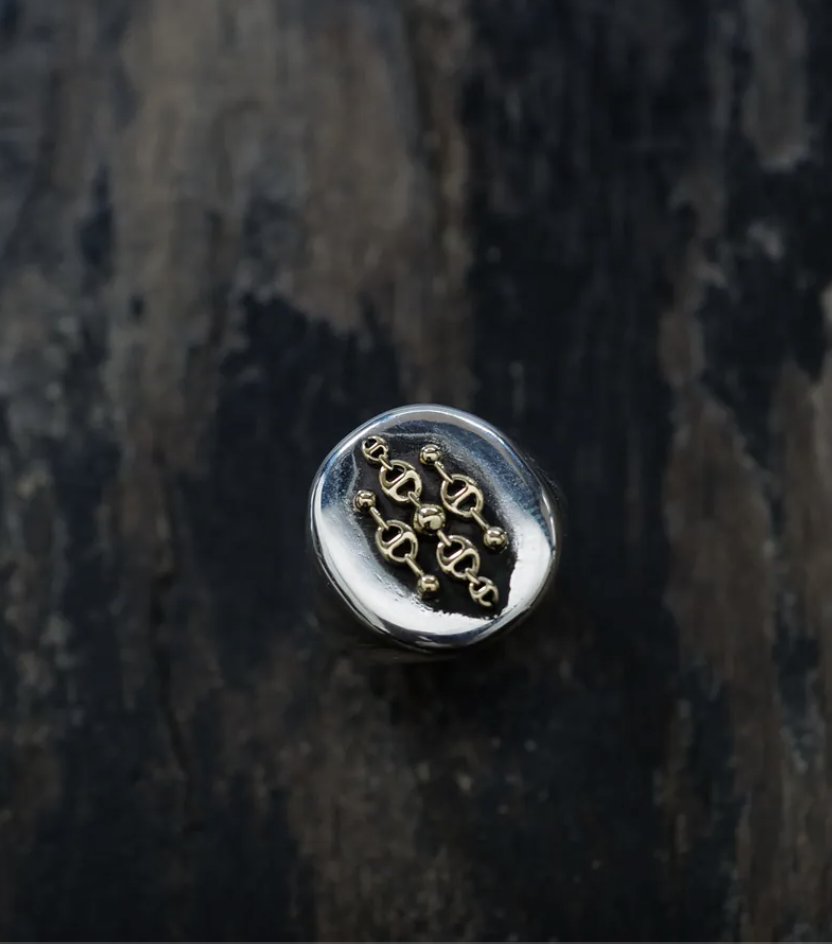 HB184-SSYG Kosmic Signet Ring w/18K Kosmic