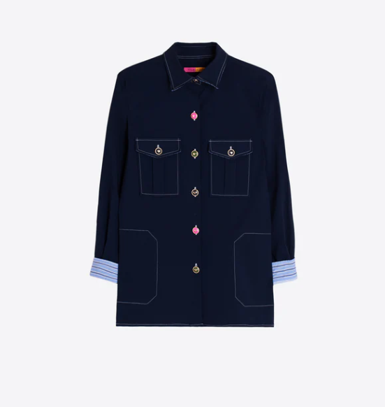 1VG0413-008 [VILAGALLO] Navy Jacket Embroidered Dolce Far Niente Navy #SHFDX6S241 (C-K11-E)