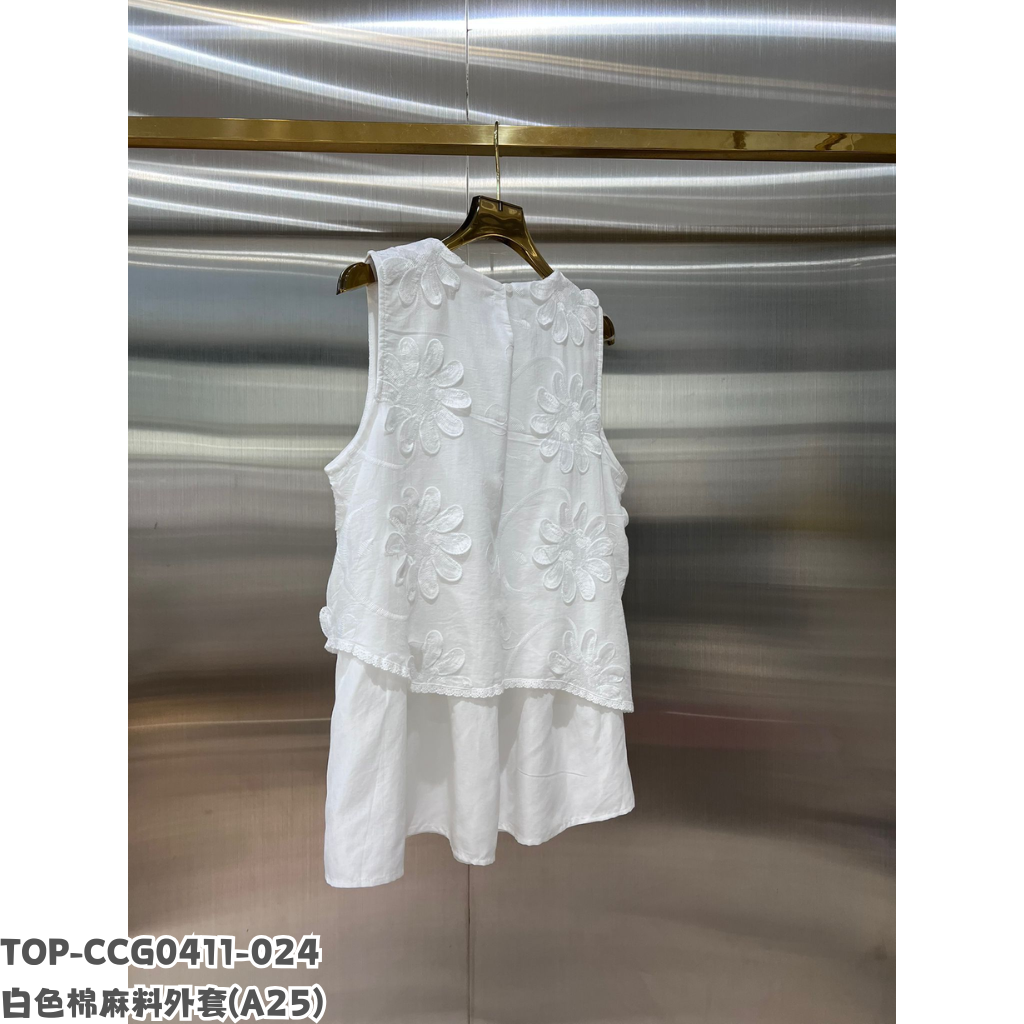 TOP-CCG0411-024 白色棉麻料娃娃裝(A25)