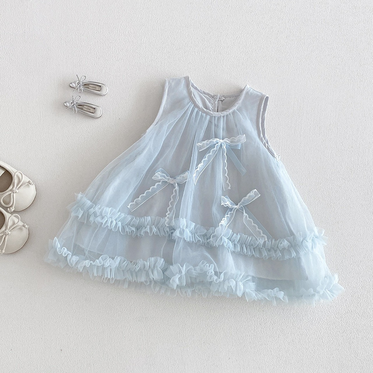 蝴蝶結背心網紗洋裝