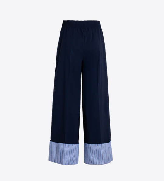 1VG0413-009 [VILAGALLO] Navy Trousers With Blue Striped Turn-Ups Navy #PNVVY6S241 (C-K11-E)