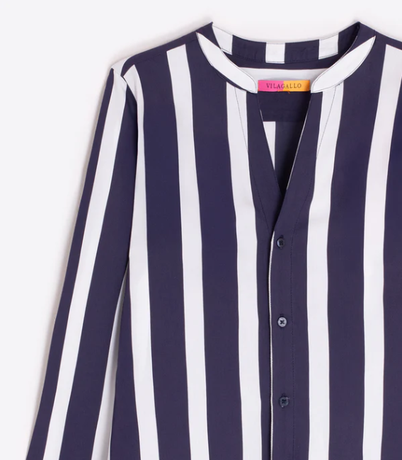 1VG0413-011 [VILAGALLO] Navy And White Striped Shirt Navy #CMJUL6S314 (C-K11-E)