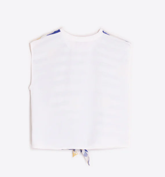 1VG0413-012 [VILAGALLO] Striped T-Shirt With Lemon Knot Blue/Wite #TSXZA6S085 (C-K11-E)