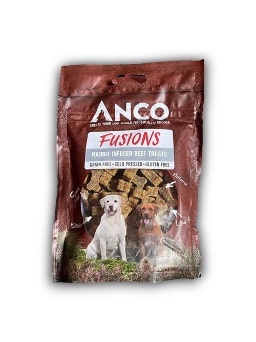 Anco Fusions牛肉和兔子  冷壓、無穀物和低脂肪的骨頭形狀的零食-100克