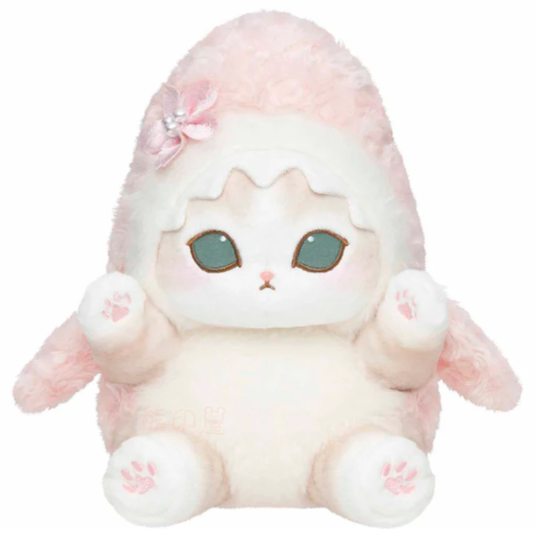 Mofusand 櫻花粉鯊魚貓 毛公仔裝飾擺件 [平行進口]