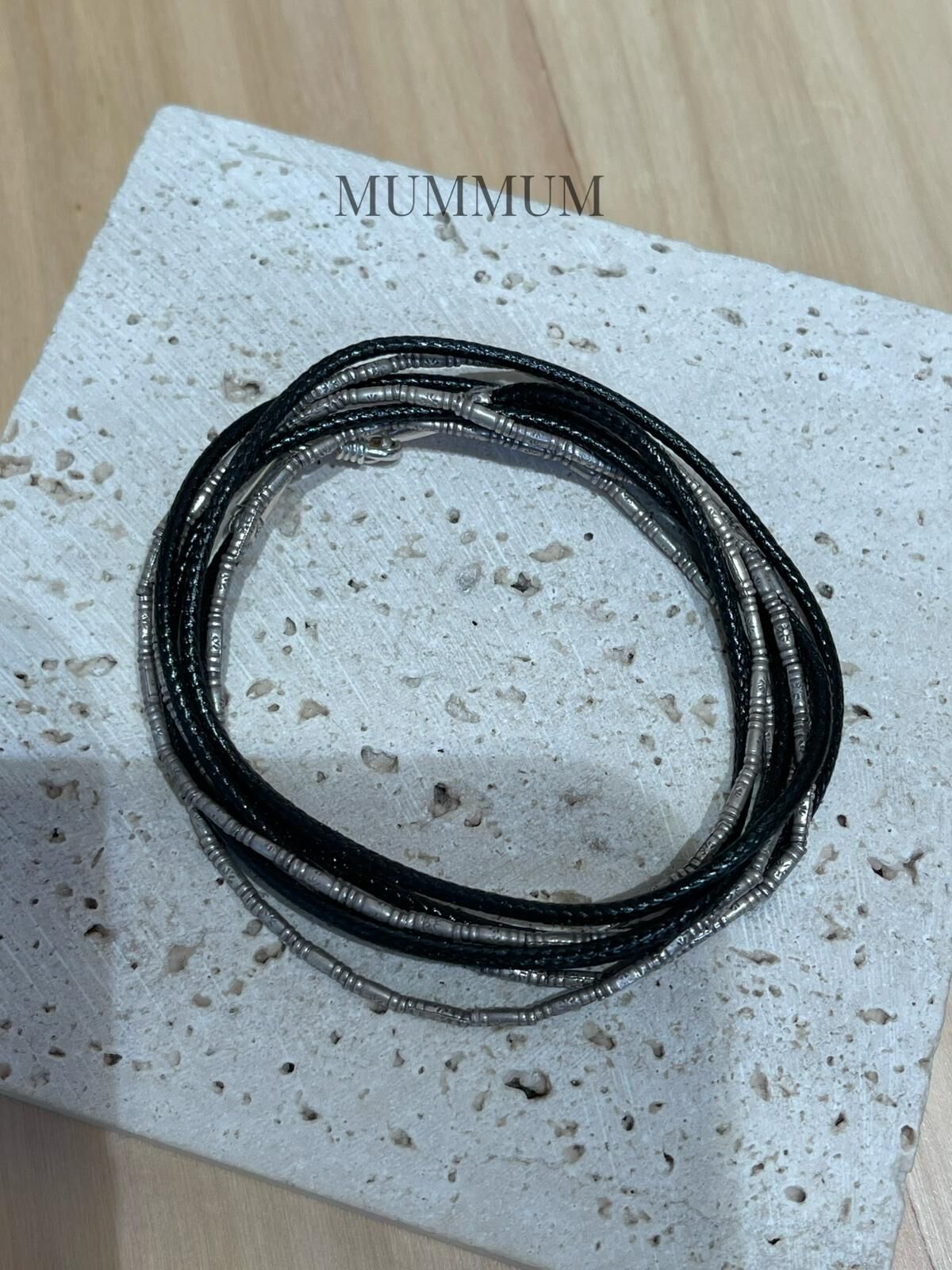 SL13319/黑銀繩重疊手鏈